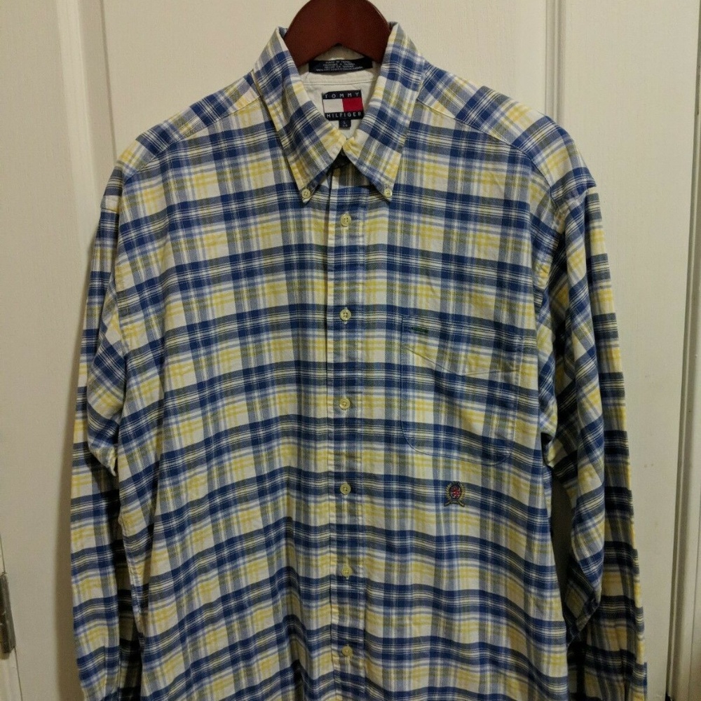 Tommy Hilfiger Mens Large Plaid Button Shirt
